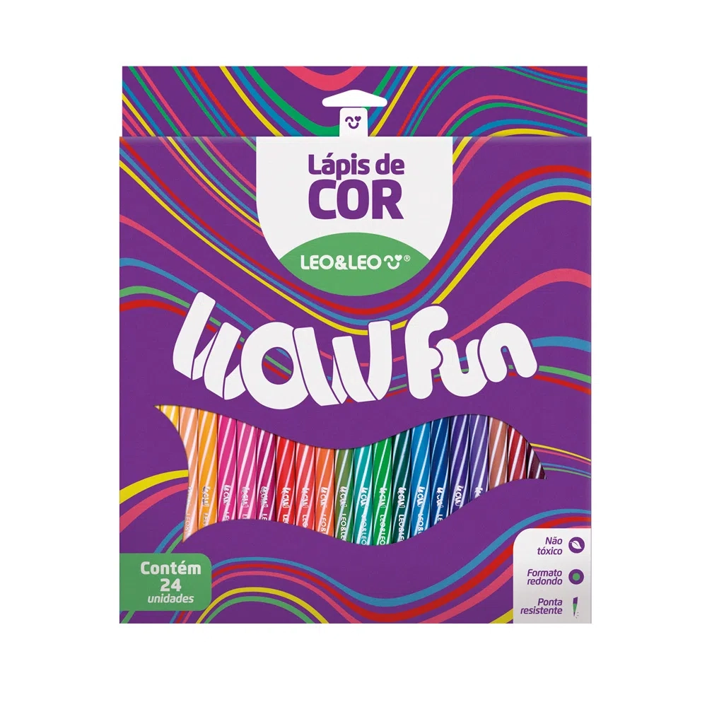 Lápis De Cor Wow 24 Cores Redondo Leo Leo