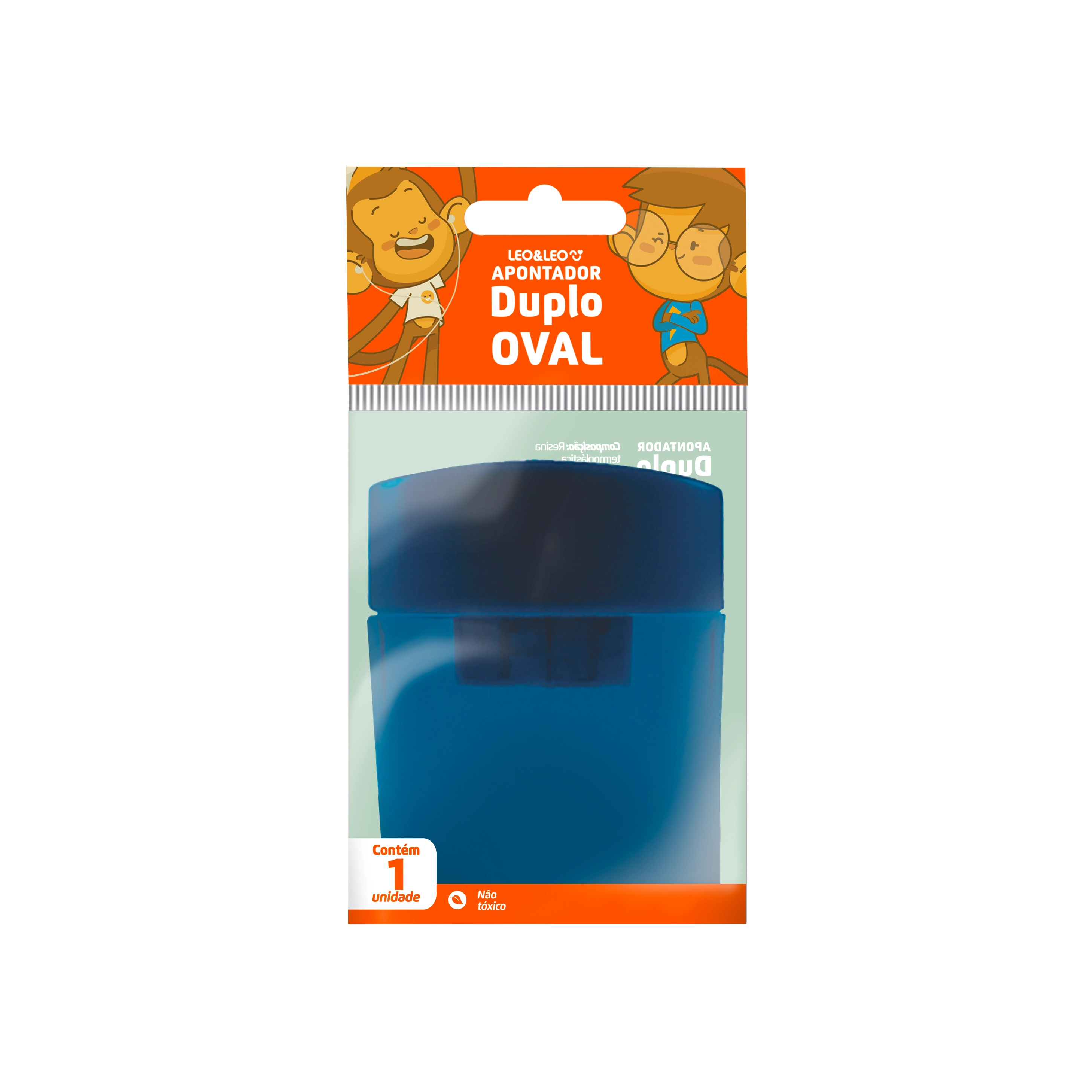Apontador de Lápis Duplo c/ Depósito Oval Colorida Cores Sortidas Dimensão do Produto 5,5x5x2cm, Leonora 4752 - 102374