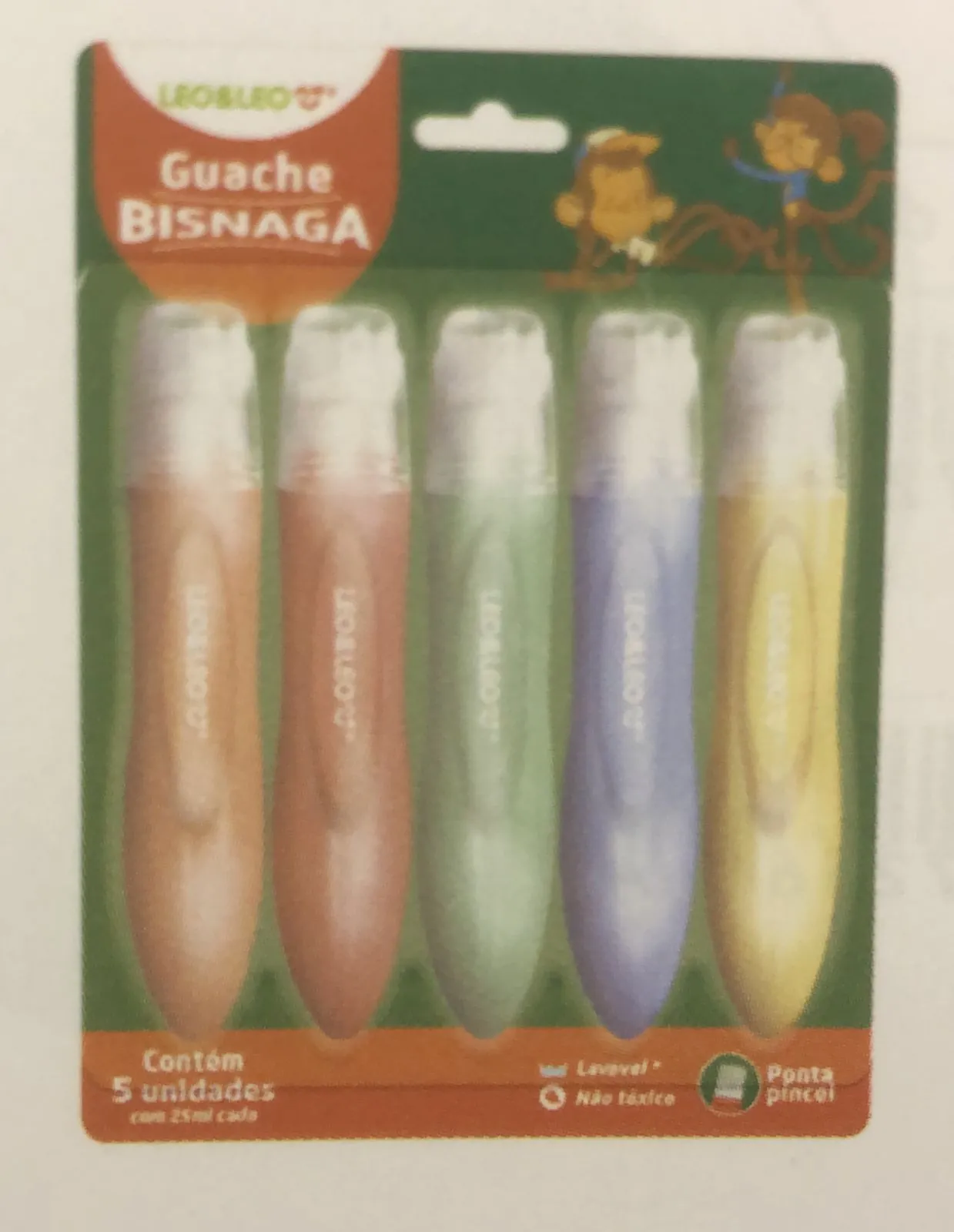 Tinta Guache Pincel 5 Cores 25ml 10238 Leonora