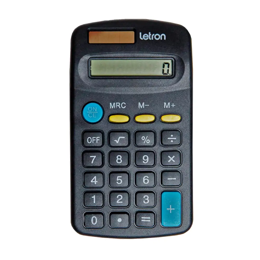 Calculadora De Bolso 8 Digitos Preta Basic Solar Letron