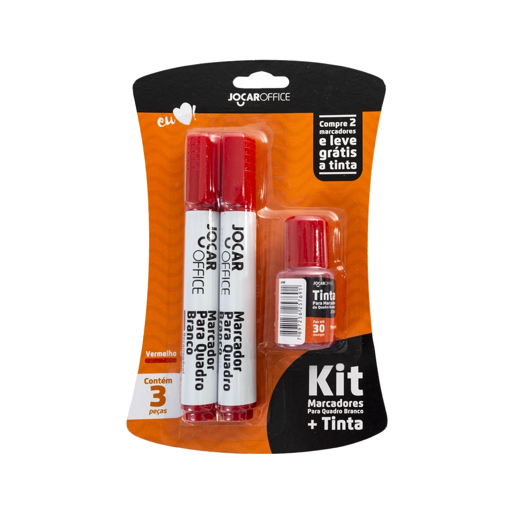 Kit Marcador Leonora P/ Qud Bco Recarregavel Vermelho