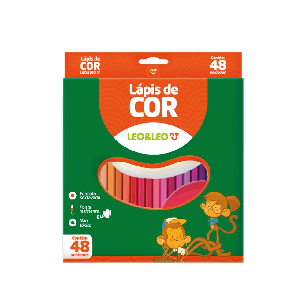 Lapis De Cor Sextavado 48 Cores Leonora