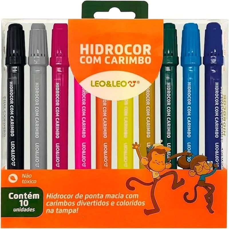 Hidrocor E Carimbo Estojo C/ 10 Cores Leonora