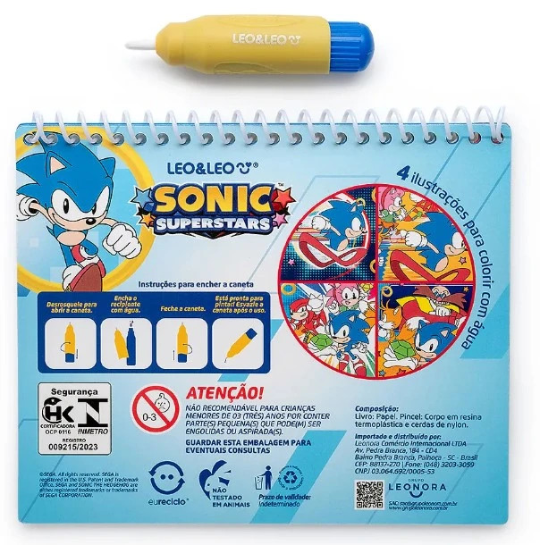 Livro De Colorir Com água Sonic Ref 10365