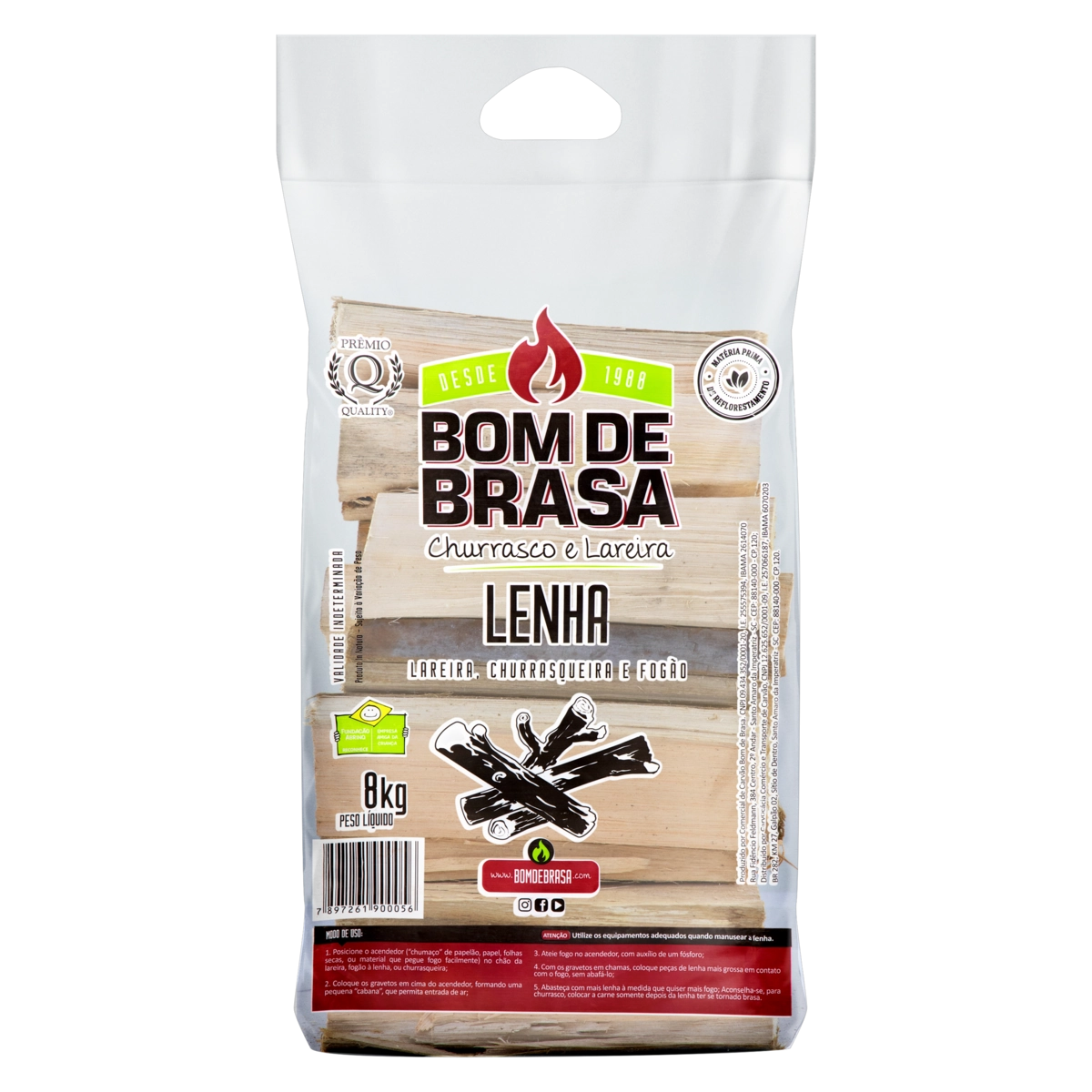Lenha Madeira Bom De Brasa Pacote 8kg