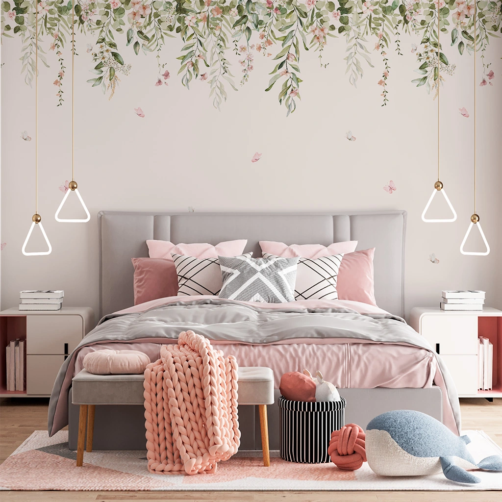 Painel Folhagem - Fd Jardim Suspenso Aquarela Fancy 3x2,5m (lxa)