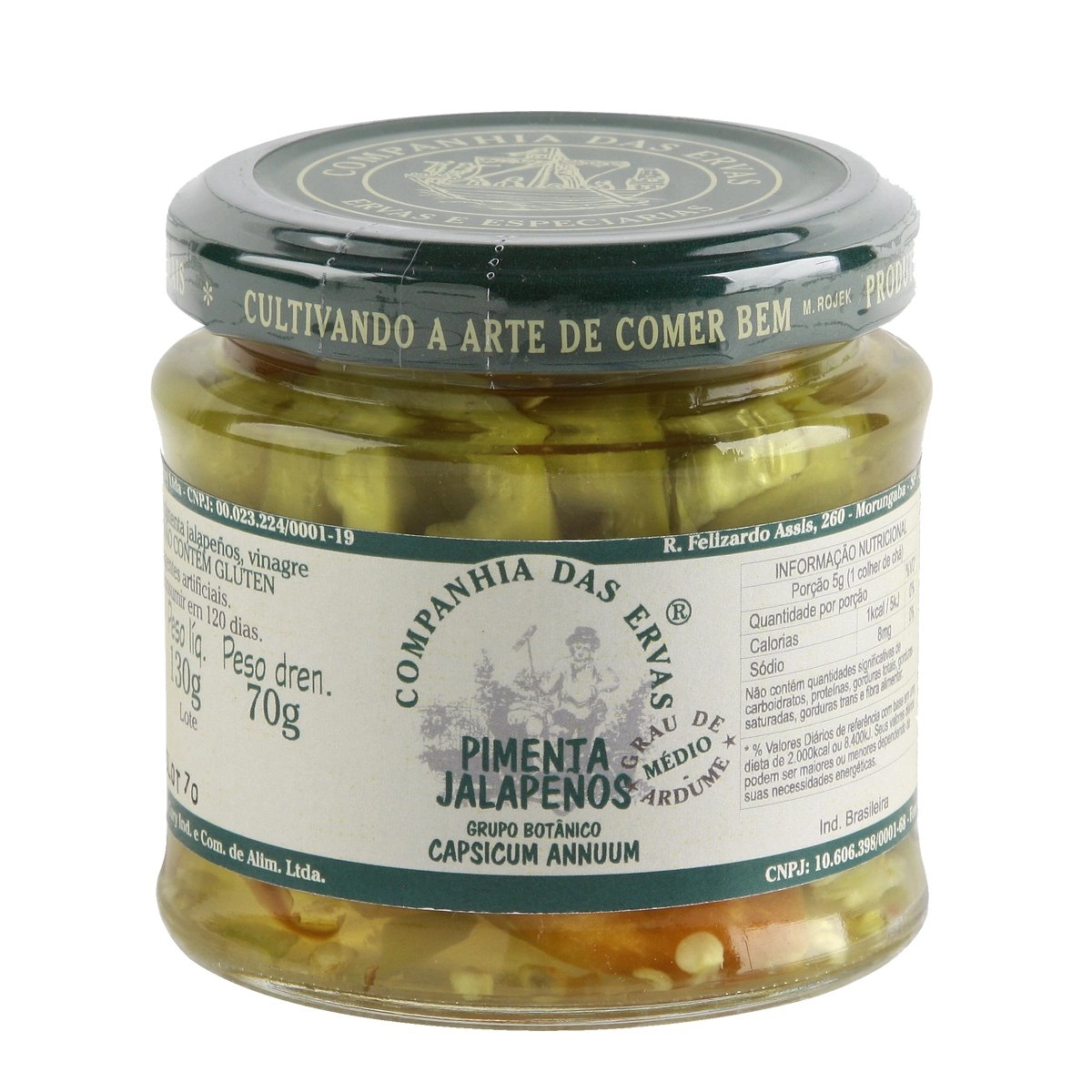 Pimenta Jalapeños CIA DAS ERVAS Vidro 130g