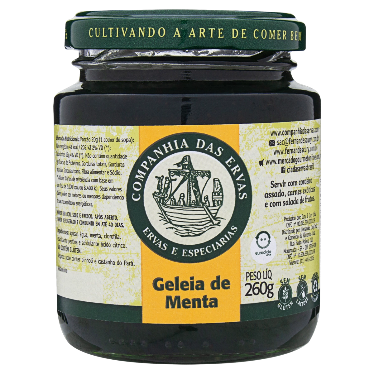 Geleia de Menta CIA DAS ERVAS Vidro 260g