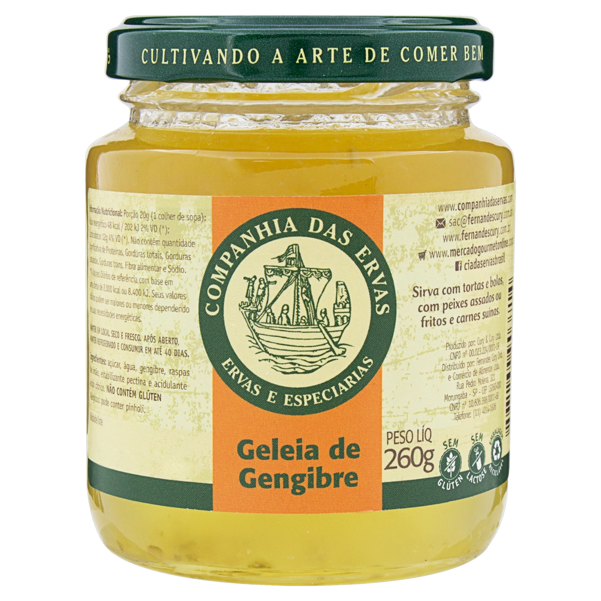 Geleia de Gengibre CIA DAS ERVAS Vidro 260g