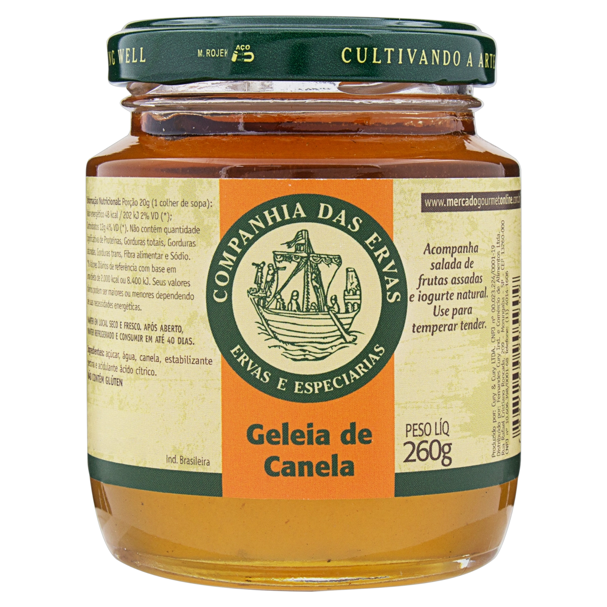 Geleia de Canela CIA DAS ERVAS Vidro 260g