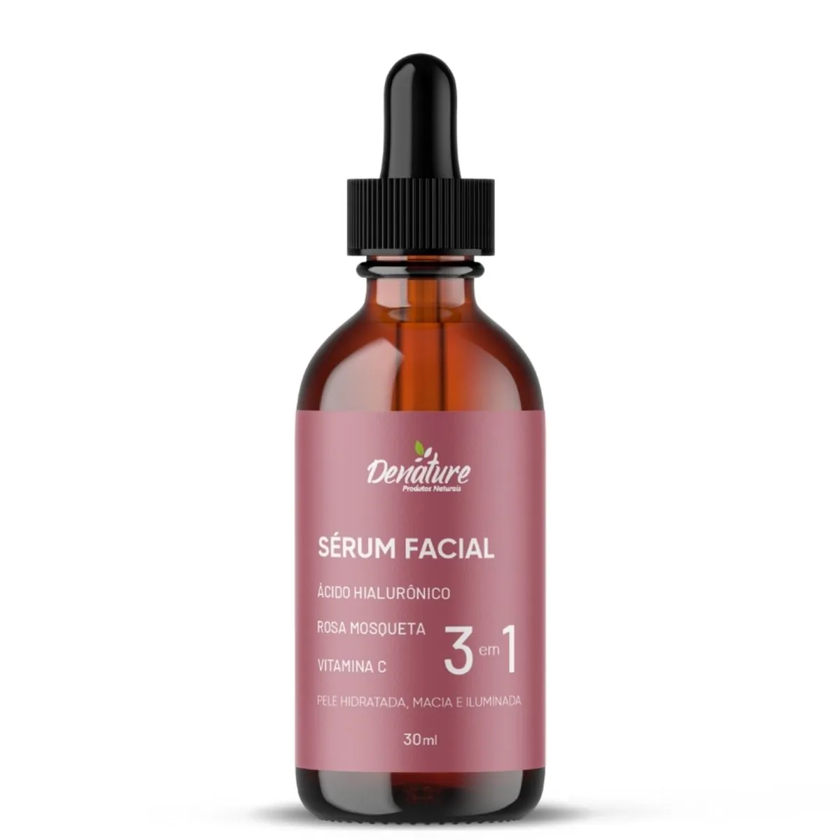 Sérum Facial 3 em 1 Hialurônico e Rosa Mosqueta 30ml Denature