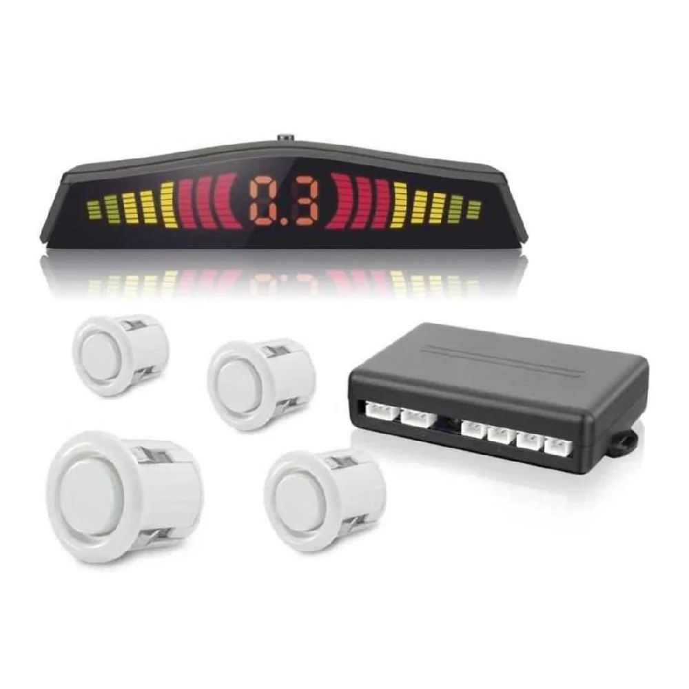 Sensor de Estacionamento Branco com 4 Sensores e Display - H TECH SSR03