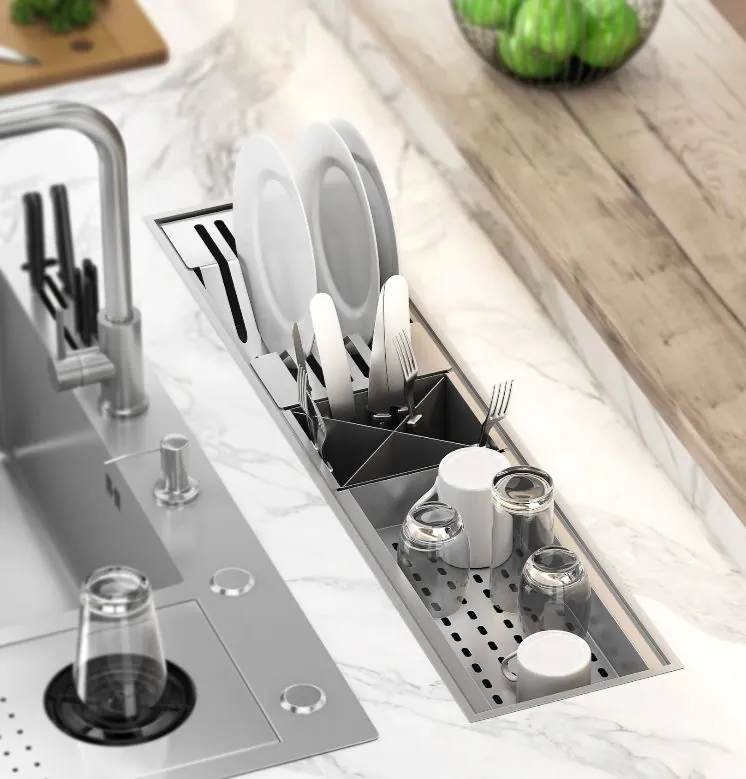 Calha Gourmet Canal Organizador Escorredor Inox 78cm Goldenx