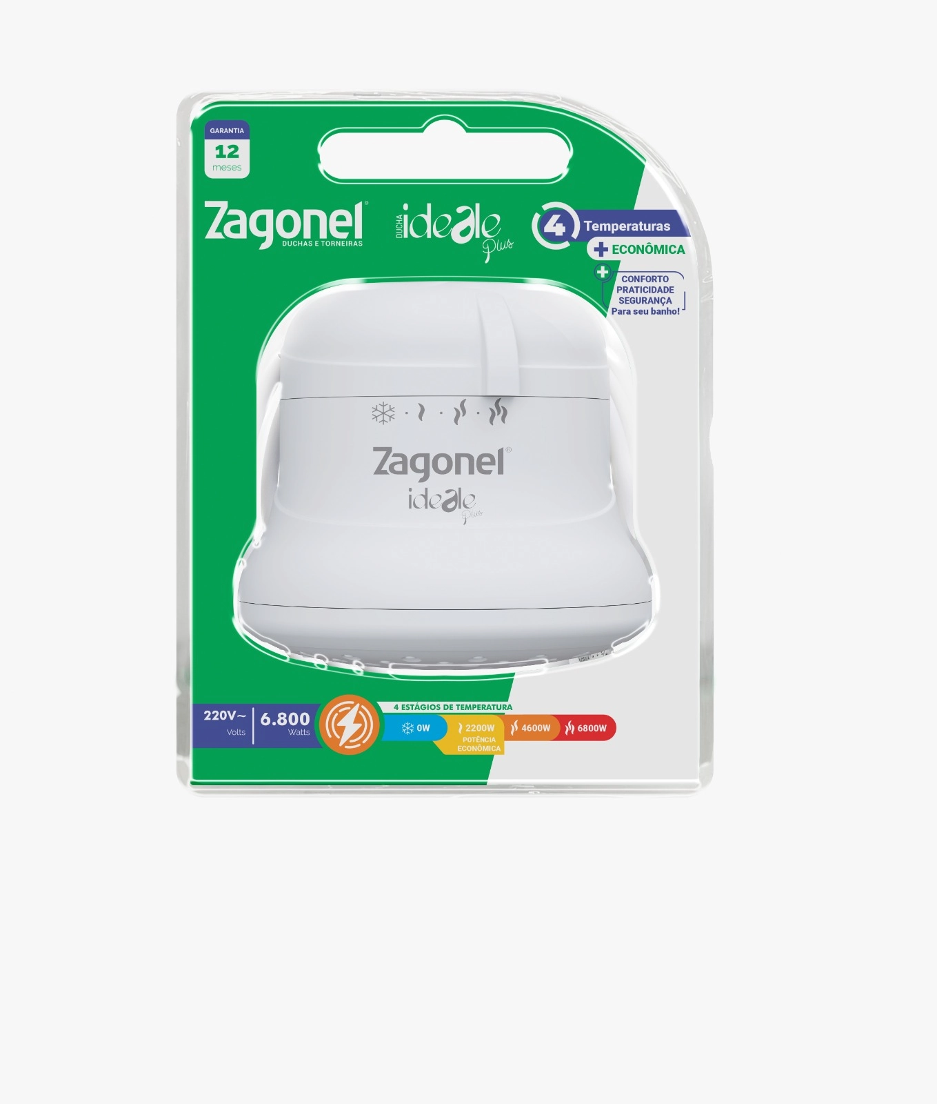 Chuveiro Ducha Ideale Plus 4 Temperaturas Zagonel 220v