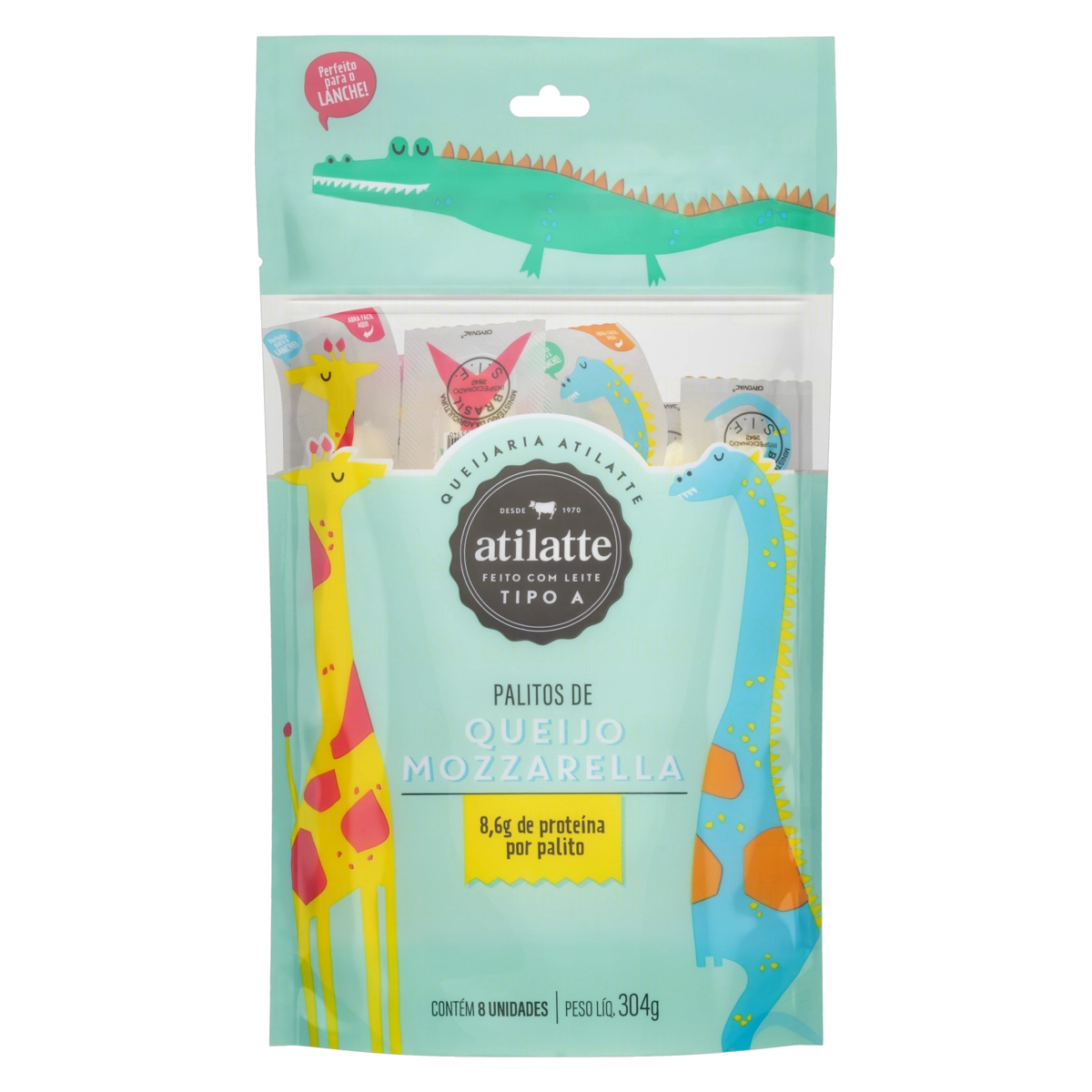Queijo Mussarela Palito Atilatte 304g 8 Unidades