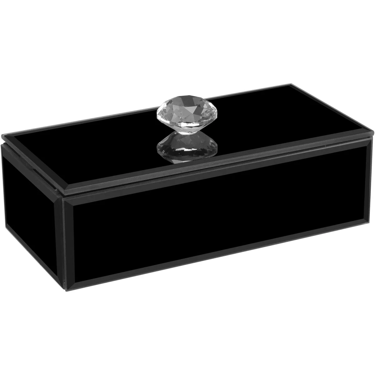 Porta Joias Caixa Organizadora Home &co Espelhado Mdf 4x14x7cm Preto
