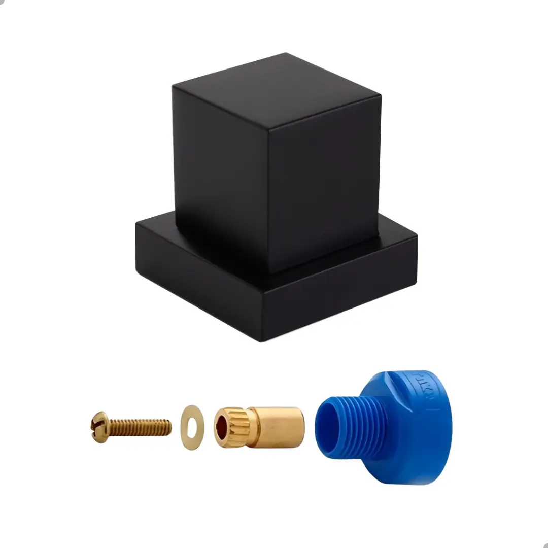 Kit Acabamento Quadrado Preto 1/2 E 3/4 + Conversor Docol P/deca