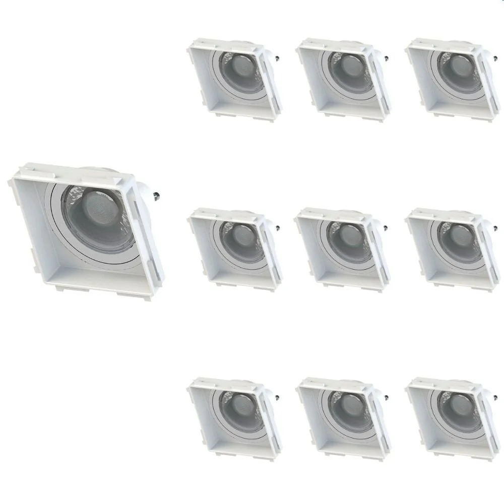 10 Spot De Embutir Recuado No Frame Save Energy Mr16 Gu10 Bivolt Branco