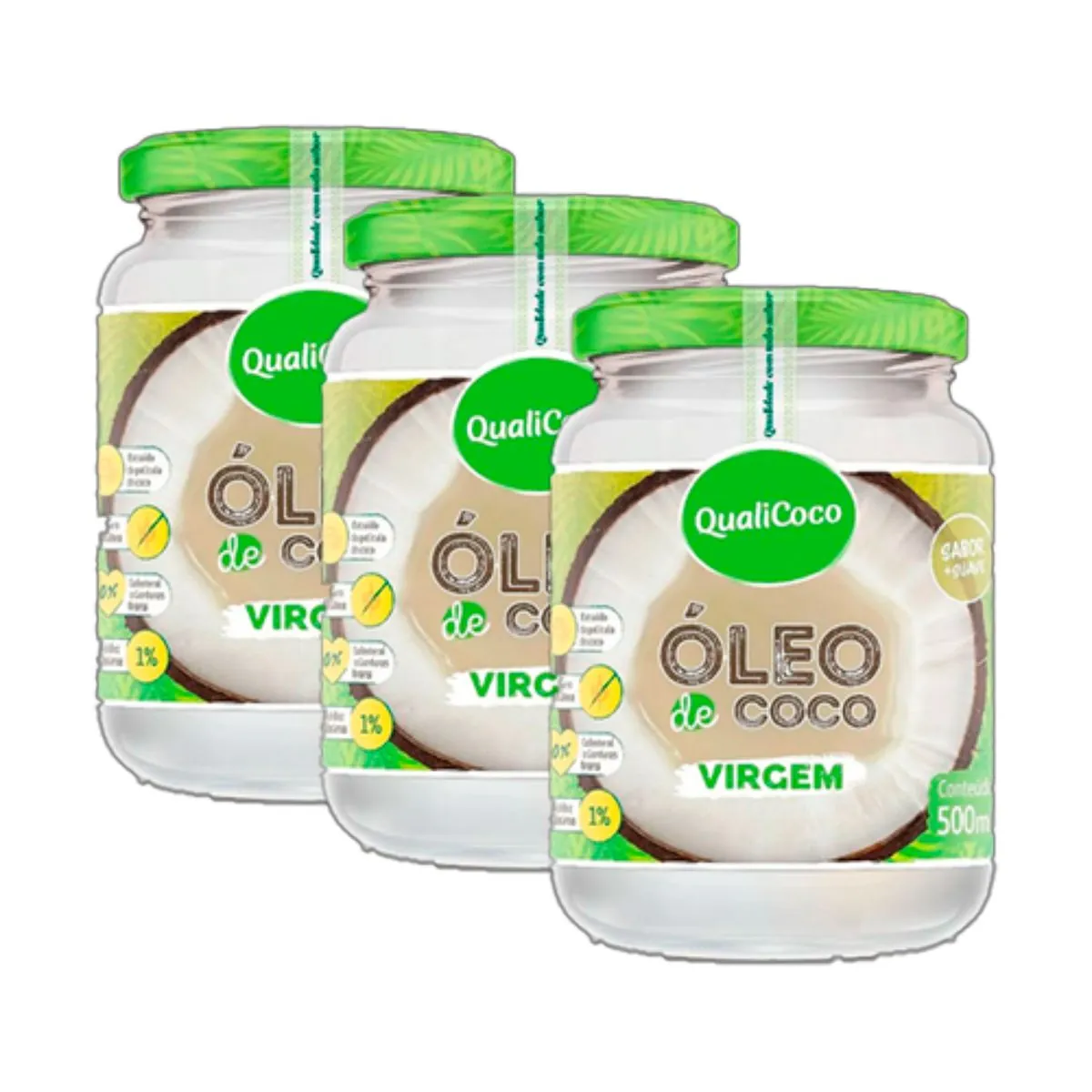 Kit 3X: Óleo de Coco Virgem Qualicoco 500ml