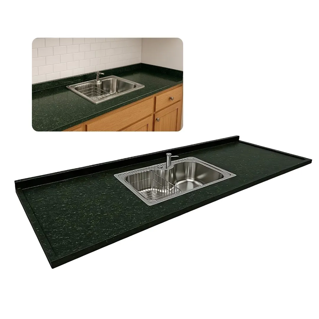 Pia De Cozinha 150cm Granito Verde Ubatuba Com Cuba Gourmet  Verde Ubatuba