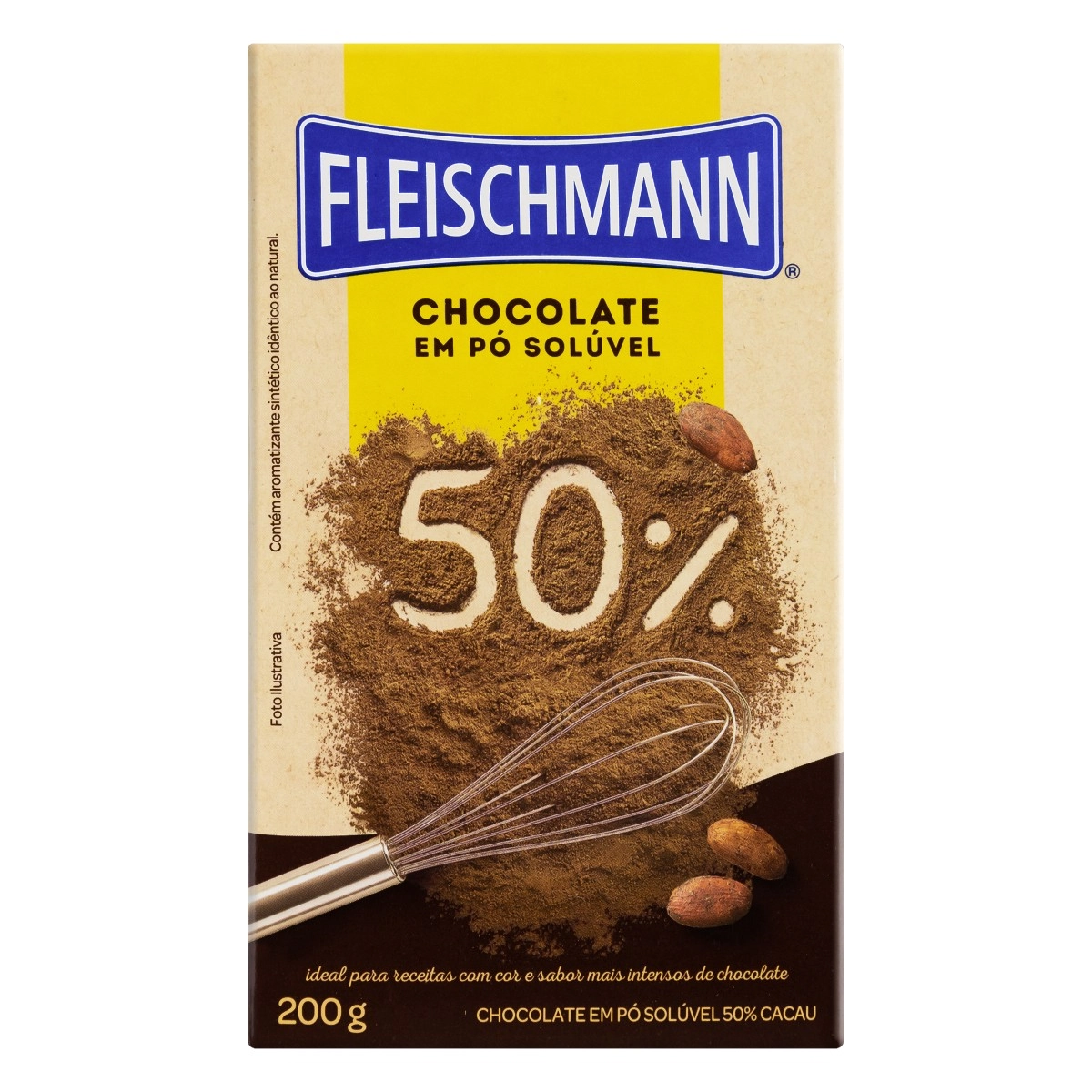 Chocolate 50% de Cacau em Pó Solúvel FLEISCHMANN 200g