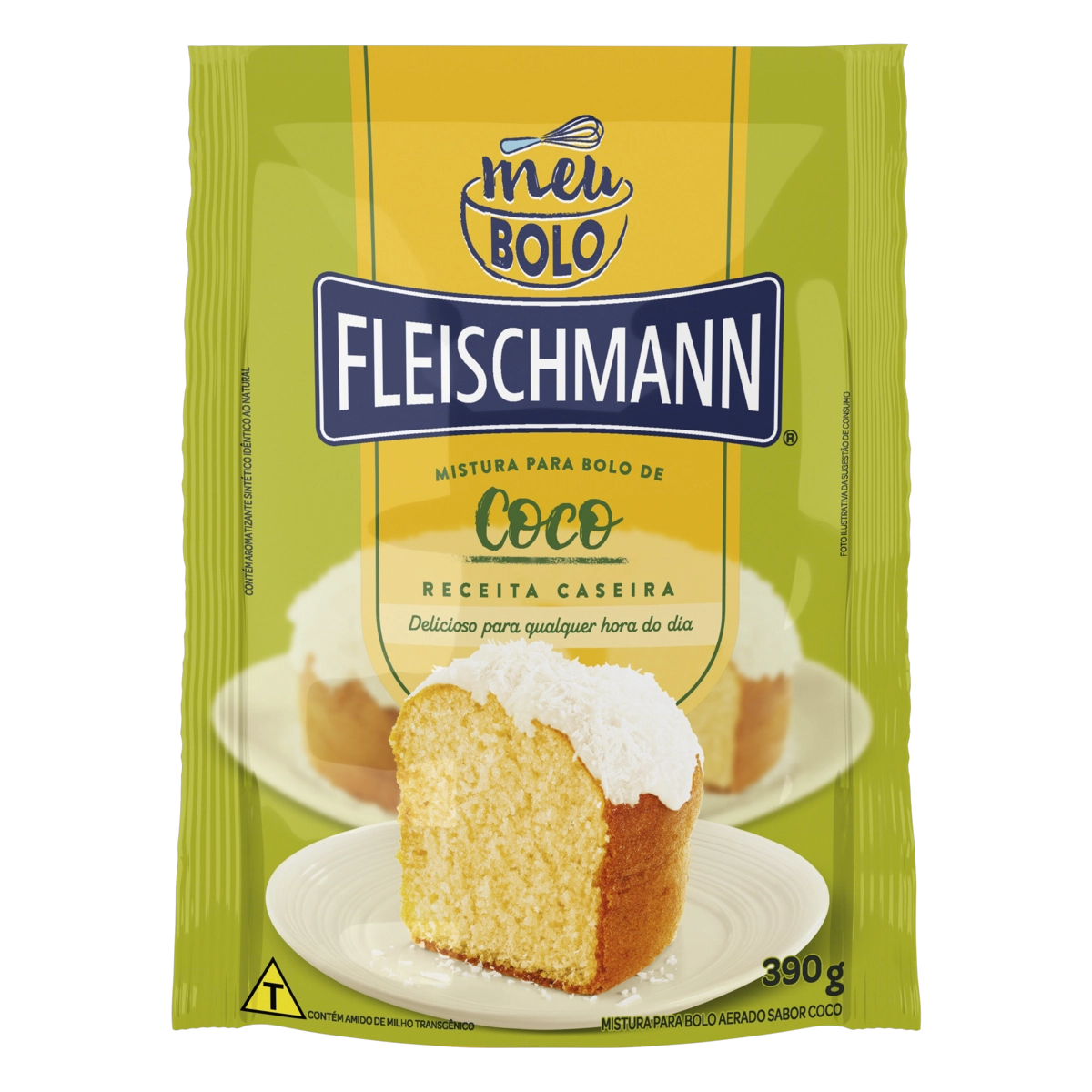 Mistura Para Bolo Aerado Coco Fleischmann Meu Bolo Pacote 390g
