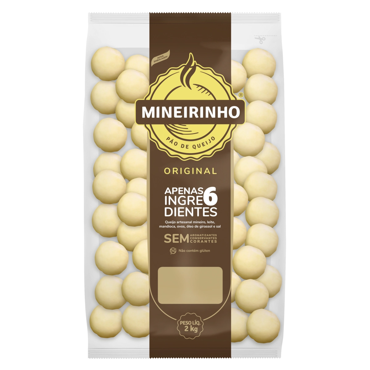 Pão De Queijo Congelado Tradicional Original Mineirinho Pacote 2kg