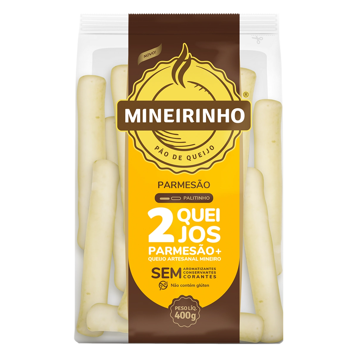 Pão De Queijo Congelado Palito 2 Queijos Mineirinho Pacote 400g