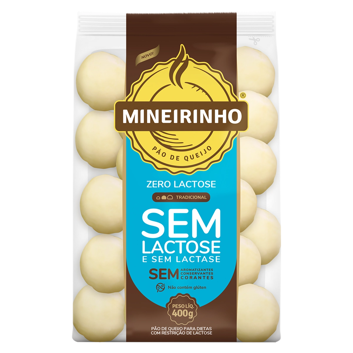 Pão De Queijo Congelado Tradicional Zero Lactose Mineirinho Pacote 400g