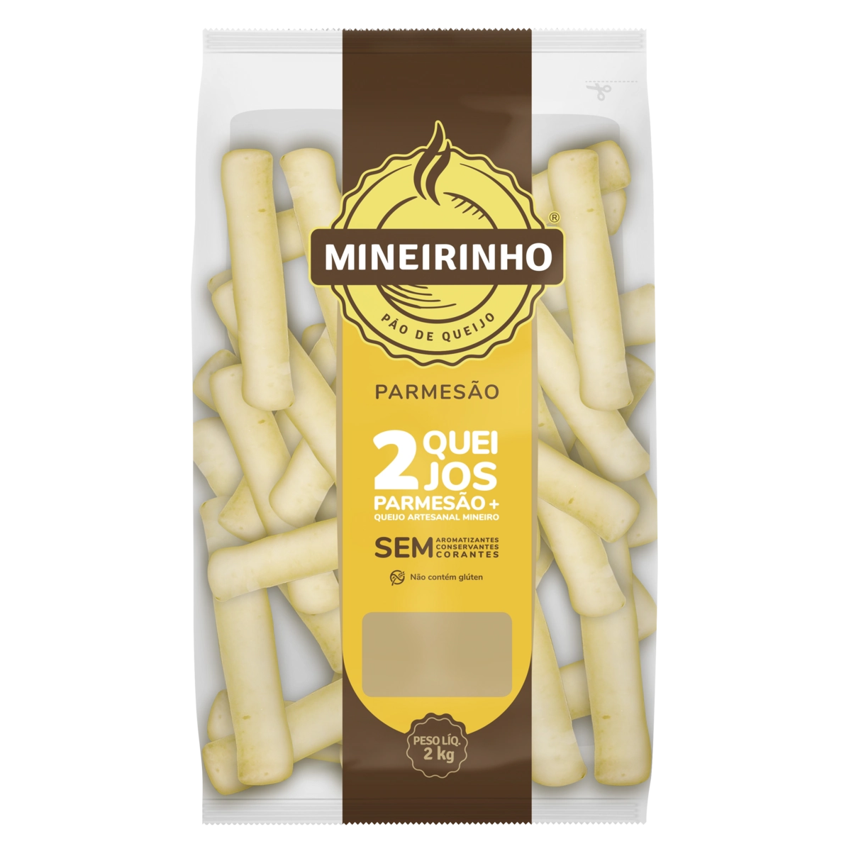 Pão De Queijo Congelado Palito 2 Queijos Mineirinho Pacote 2kg