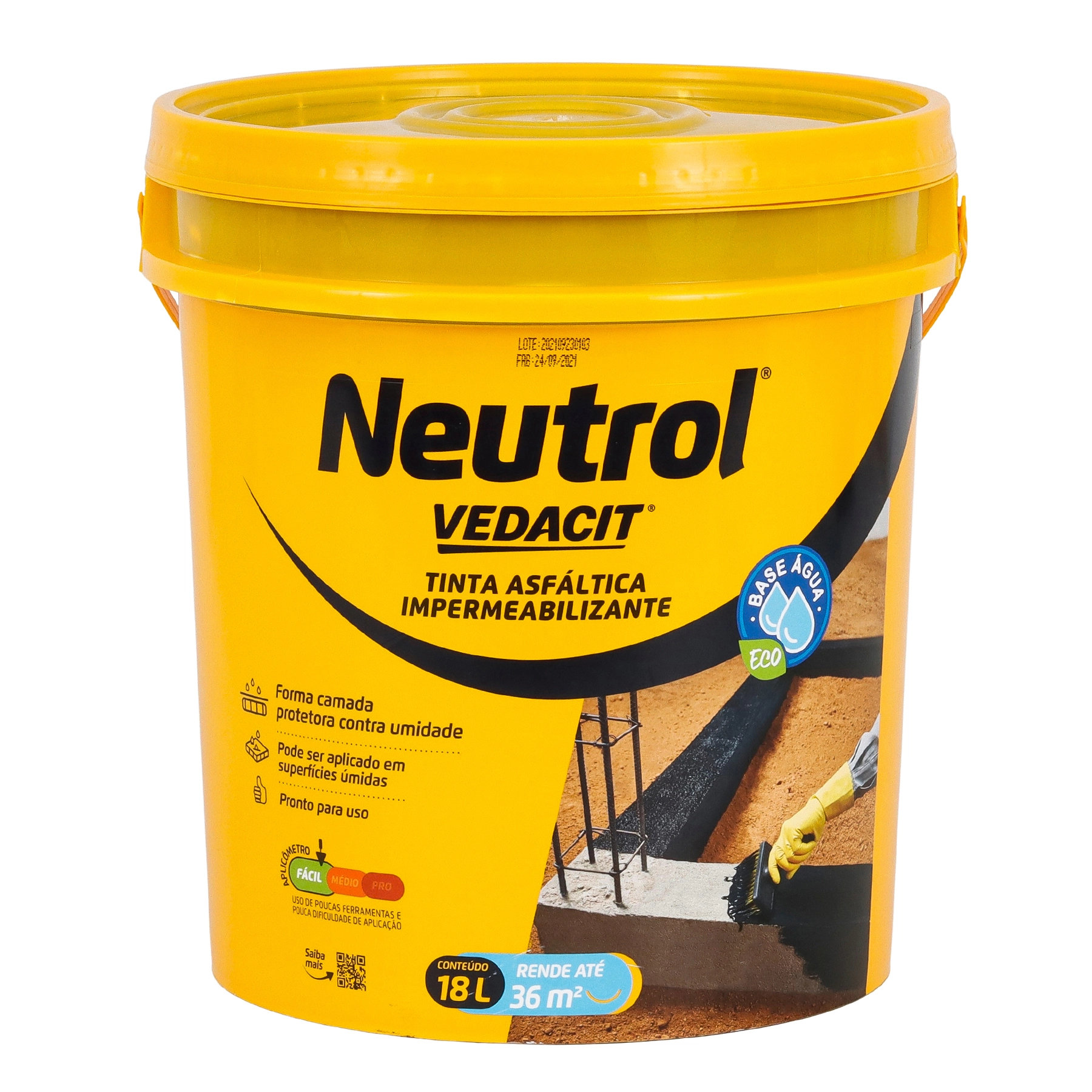 Pintura Asfáltica Impermeabilizante Vedacit Neutrol Acqua 18L Preto