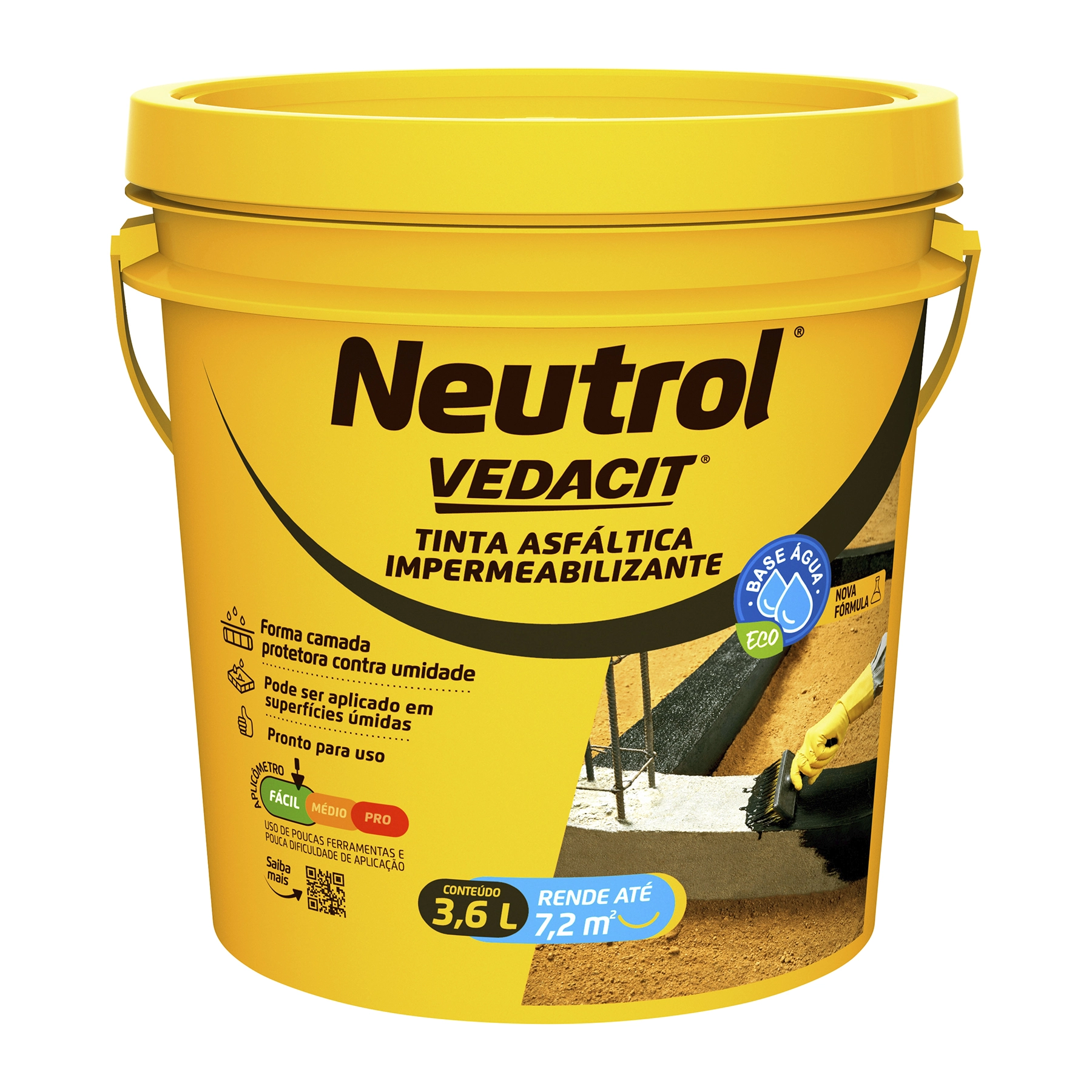 Impermeabilizante Asfáltico Neutrol Acqua Galão 3,6 Litros