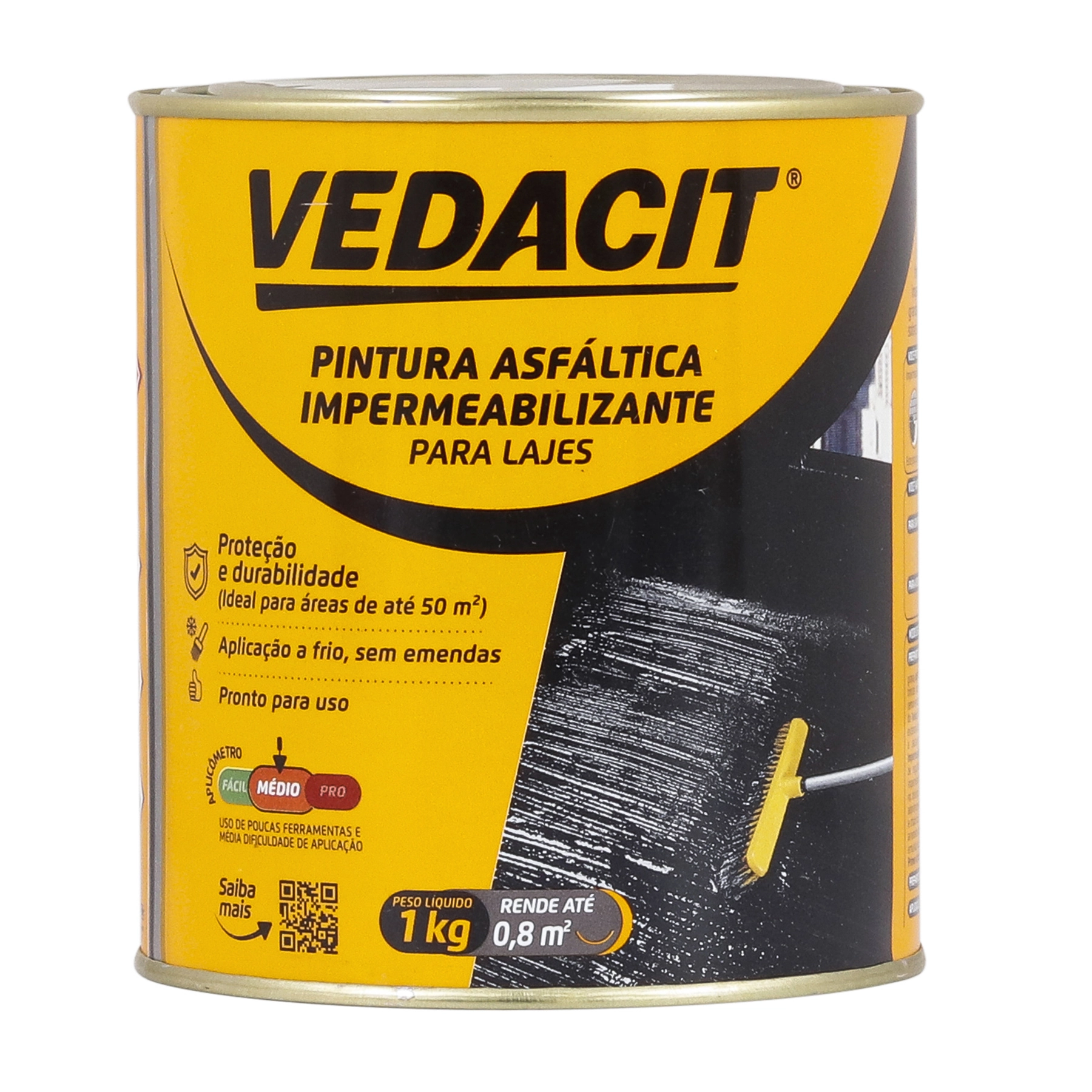 Pintura Asfáltica Impermeabilizante Vedacit Lajes 1kg Preto