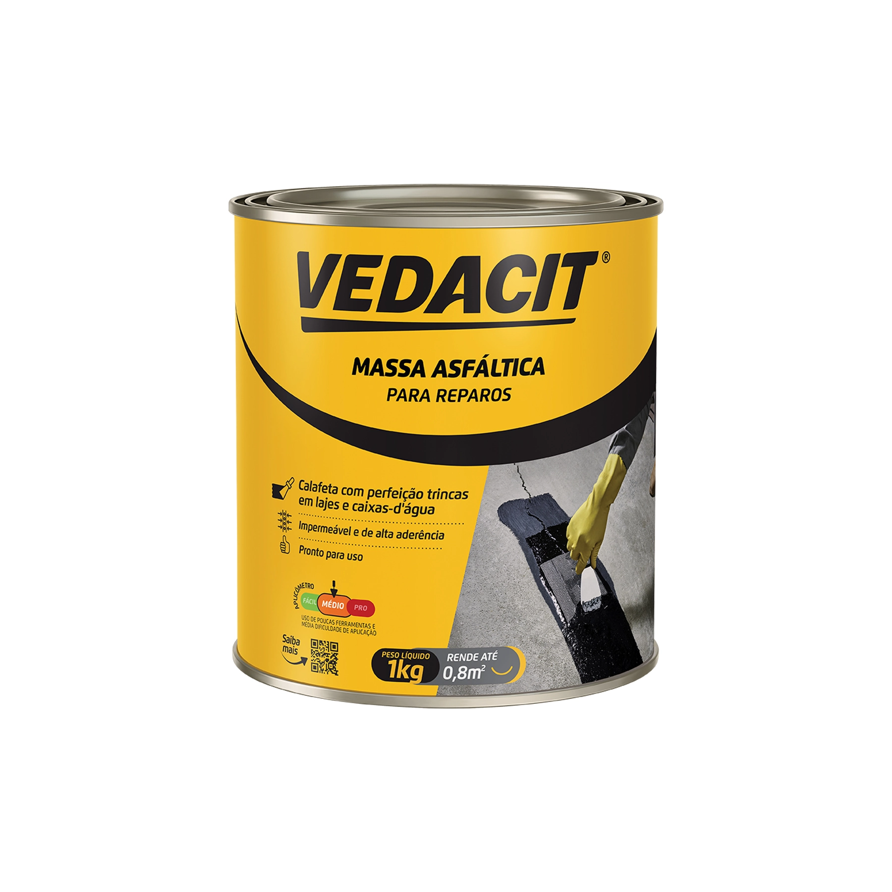 Manta Asfáltica Líquida Impermeabilizante Vedacit Reparos 1kg Preto