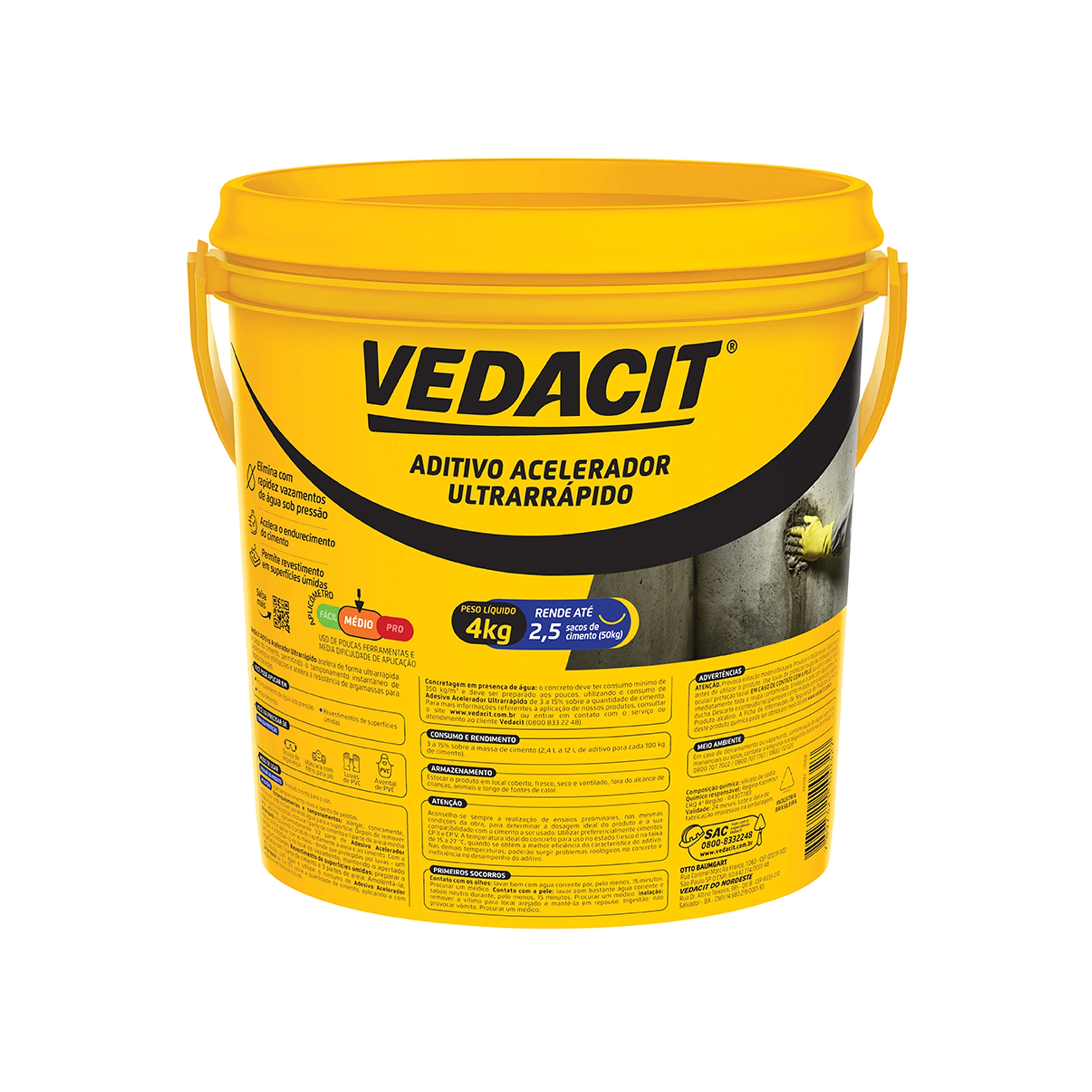 Aditivo Acelerador de Pega Vedacit Ultrarrápido 4kg Incolor