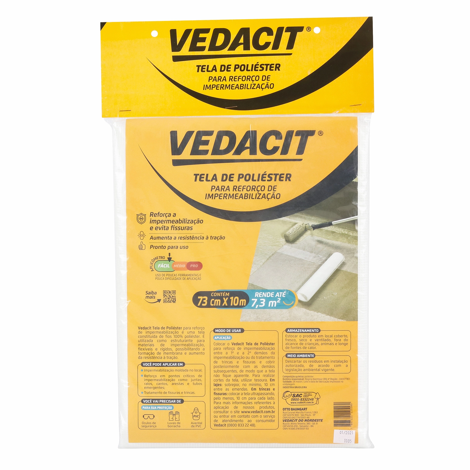 Tela Estruturante Vedacit Branco 73cmx10m