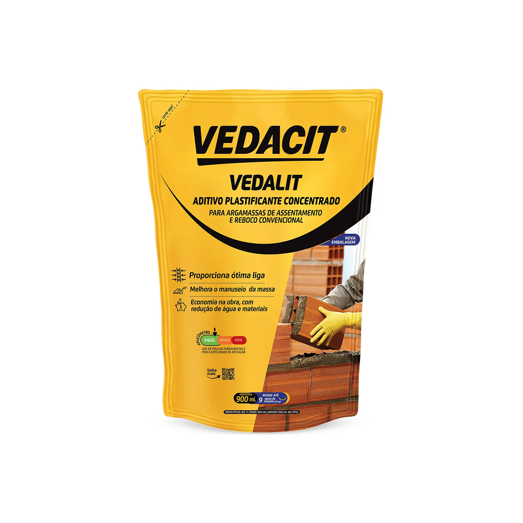 Aditivo Plastificante Vedacit Vedalit 900ml Marrom