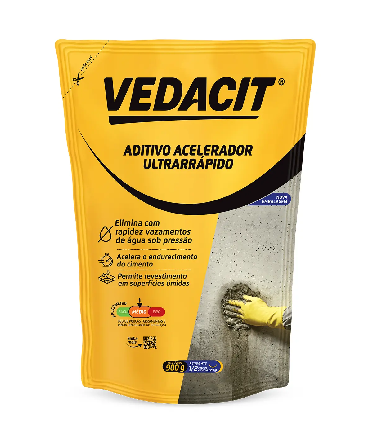 Aditivo Plastificante Impermeabilizante Vedacit Ultrarrápido 900g Branco