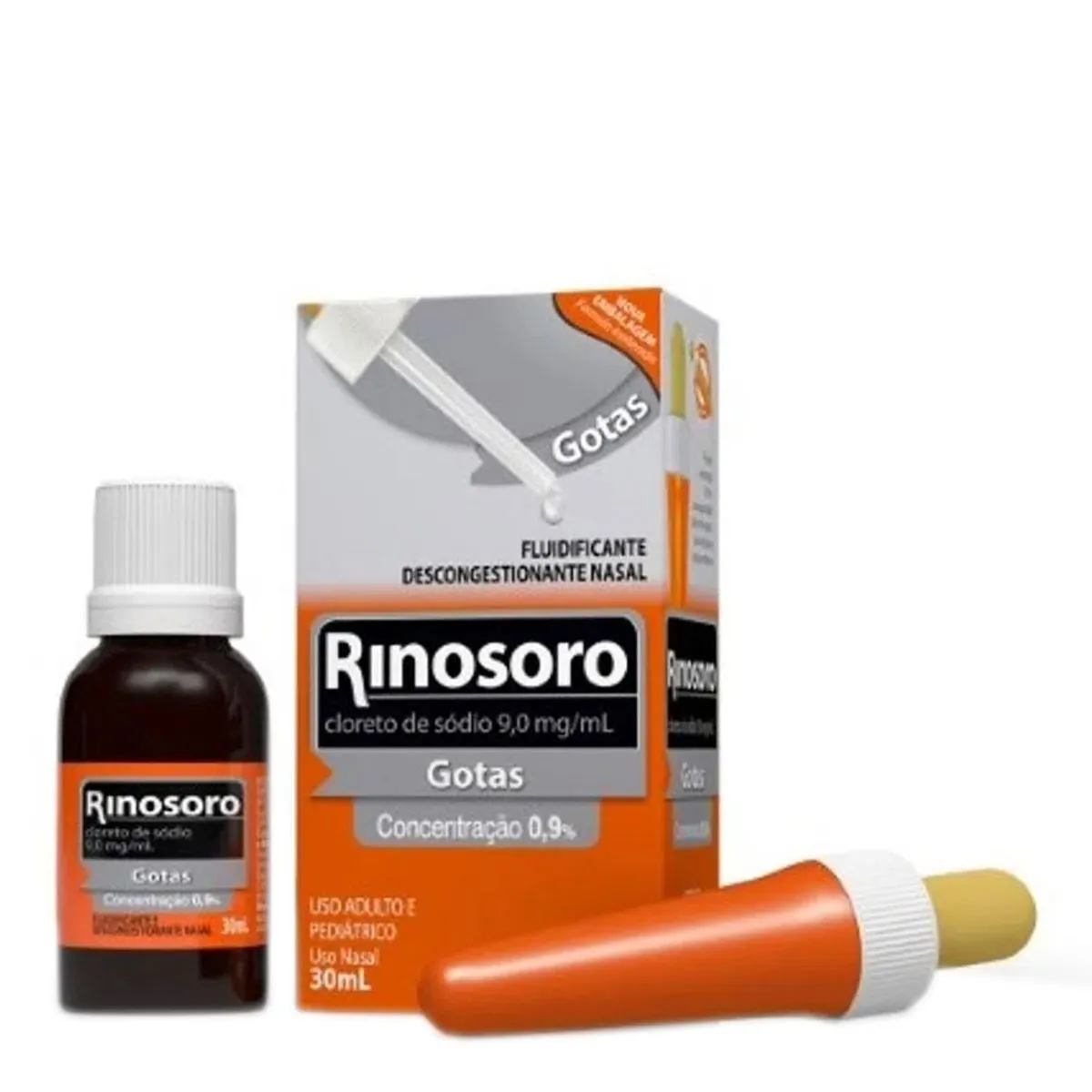 Fluidificante e Descongestionante Nasal Rinosoro em Gotas 30 ml