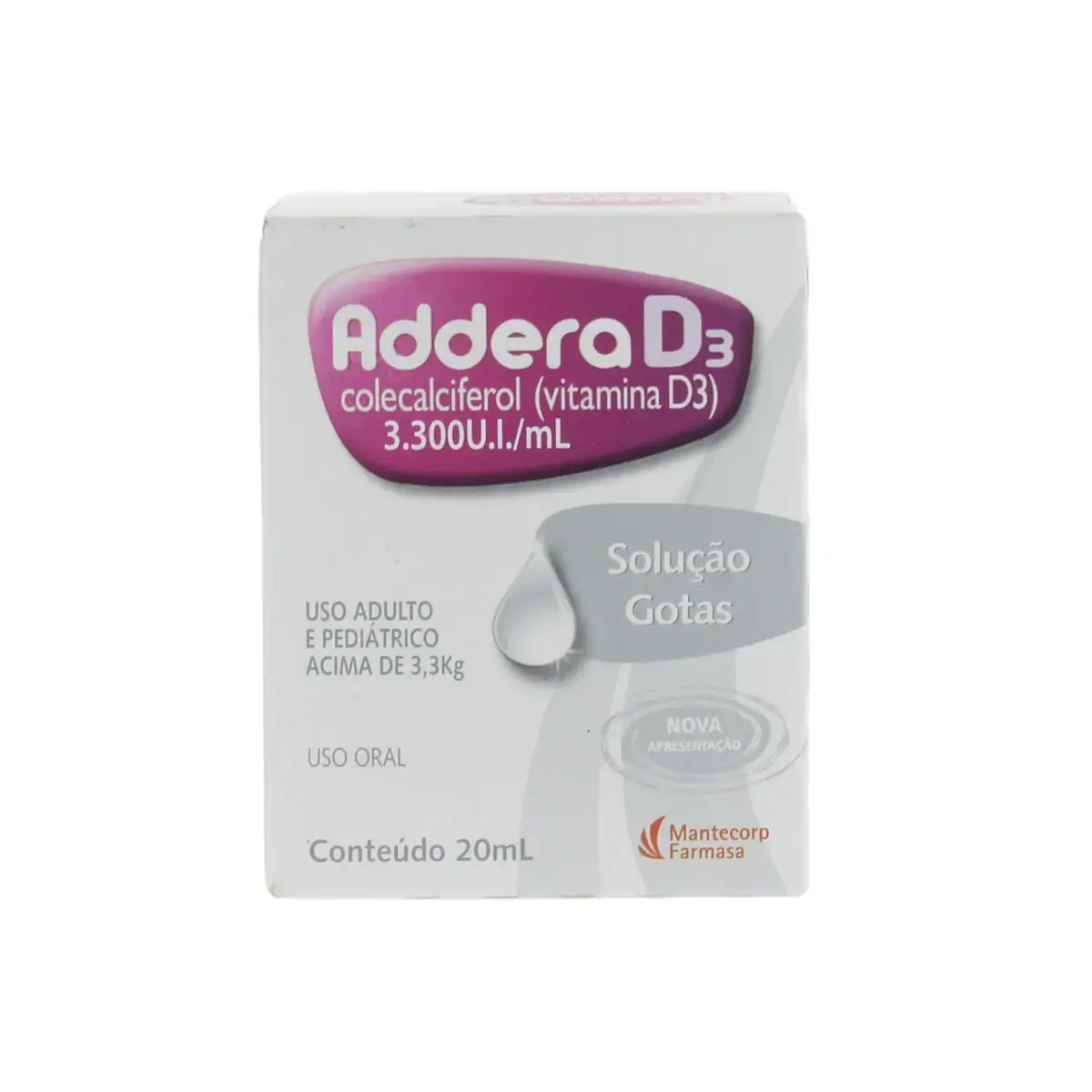 Addera D3 3.300ui/ml Mantecorp Farmasa Caixa 20ml Solução Gotas
