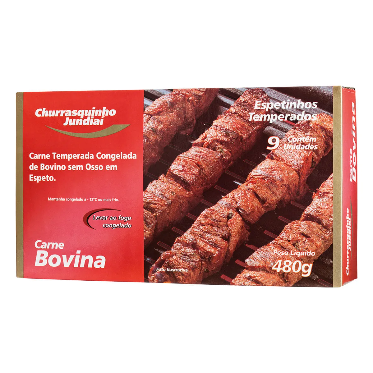 Espetinho de Carne Bovina Temperada Congelado Jundiaí 480 g