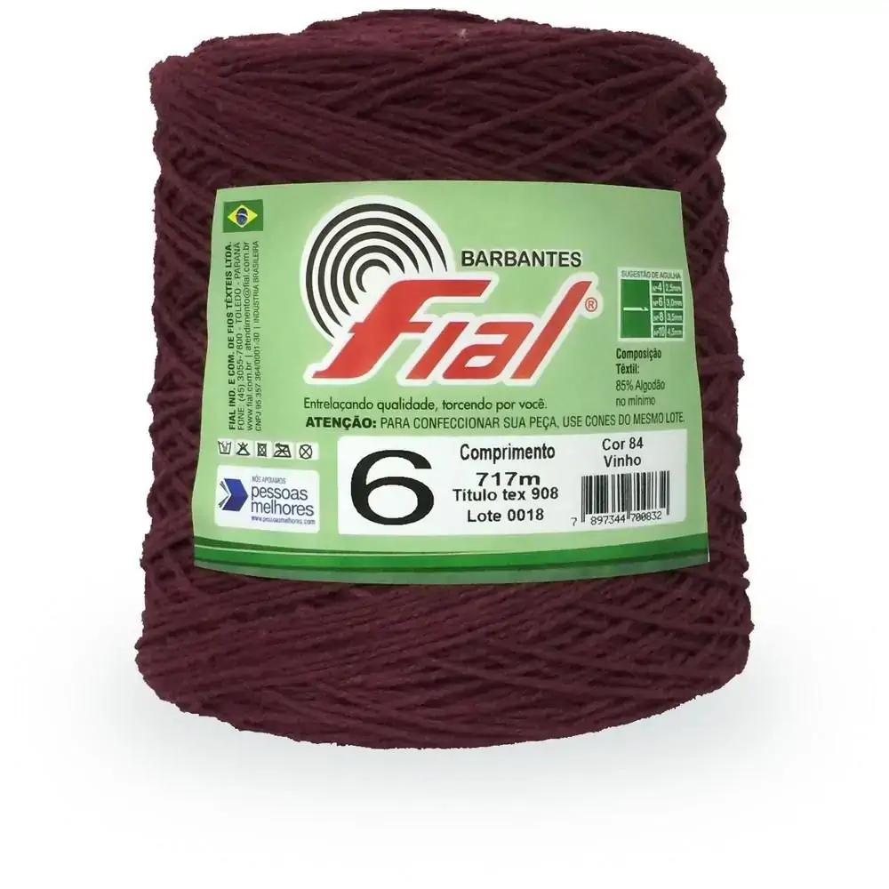 Barbante/linha N 6 85/15 Vinho N 8 Fial