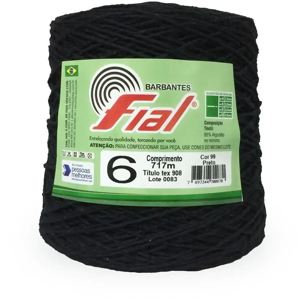 Barbante/linha N 6 85/15 Preto Cor Fial