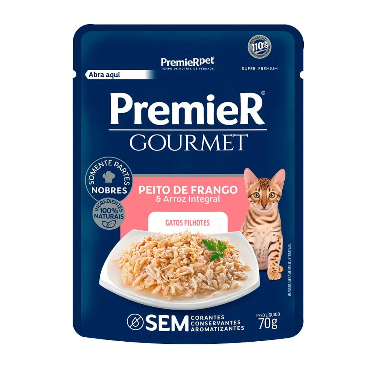 Ração úmida Premier Gourmet Gatos Filhotes Sabor Peito De Frango E Arroz Integral 70 Gs