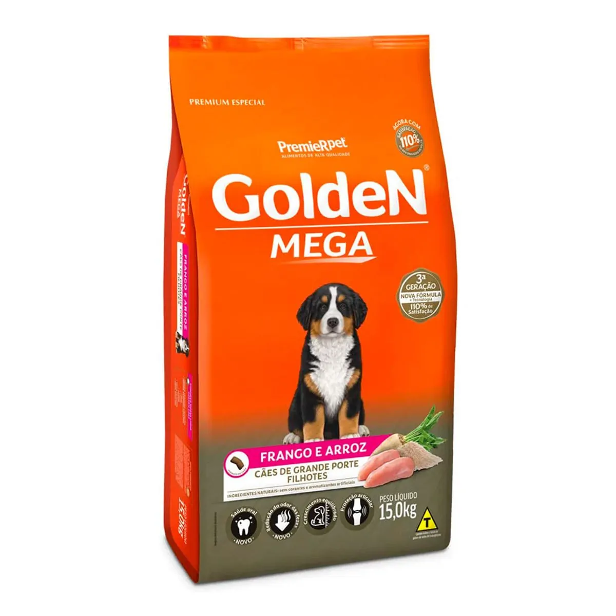 Ração Premier Golden Mega Cães Filhotes Raças Grandes Frango E Arroz
