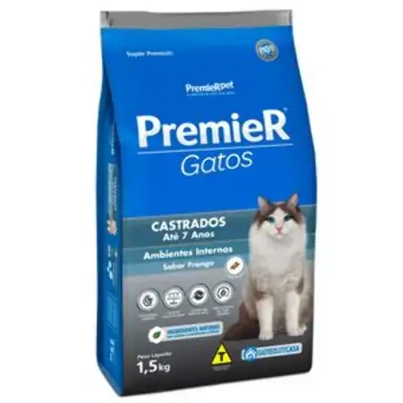 Premier Amb Int Gatos Ad. Castrado Ate 7 Anos Frango 1,5kg 90