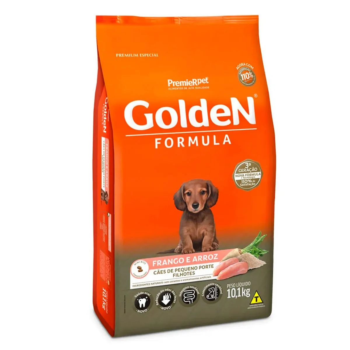 Ração Golden Formula Cães Filhotes Mini Bits Frango E Arroz 10,1kg Premier