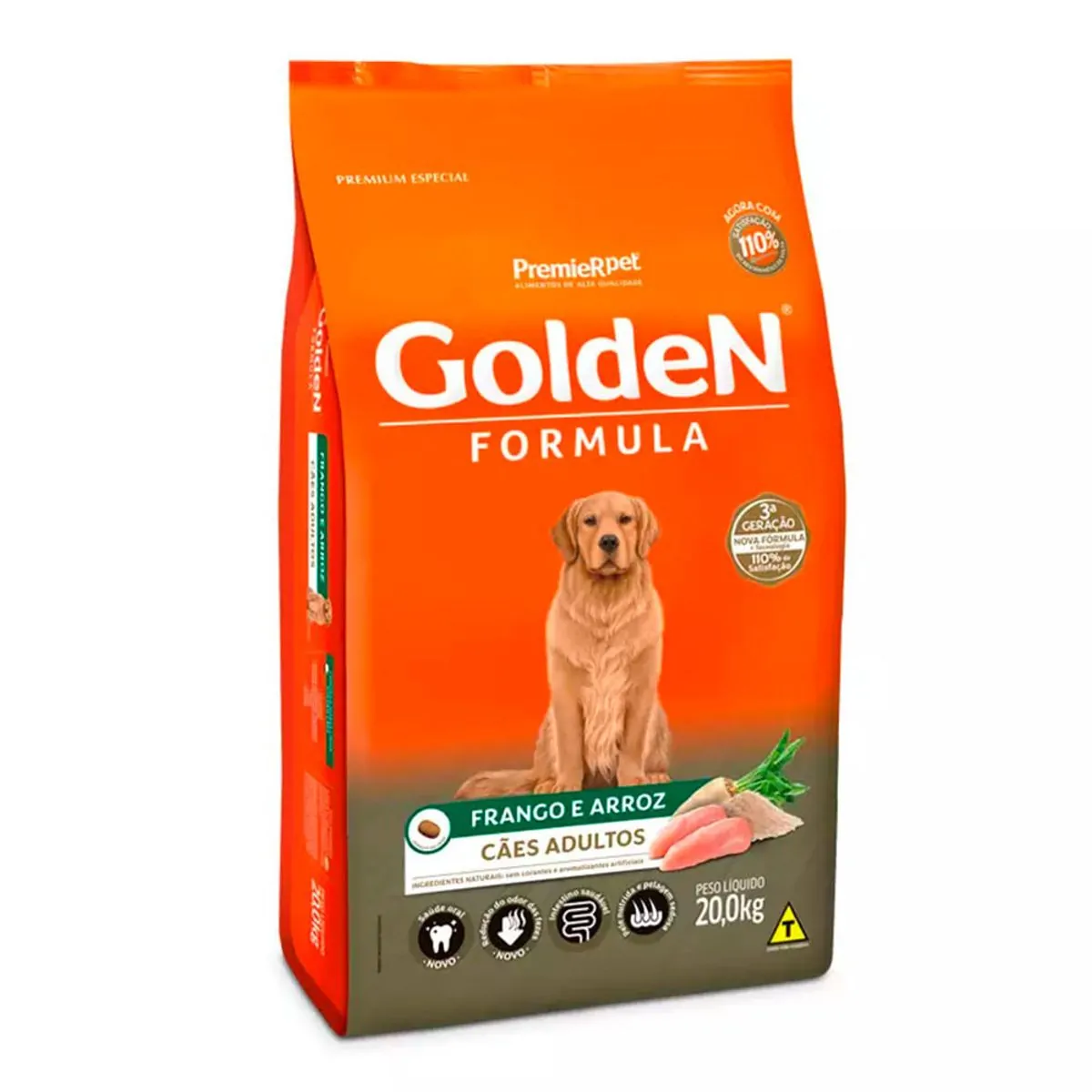 Ração Golden Fórmula para Cães Adultos Frango e Arroz 20Kg