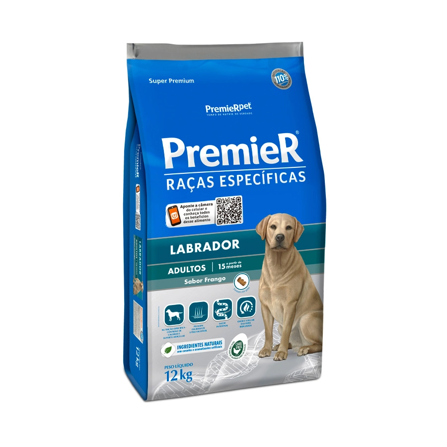 Ração Seca Super Premium para Cães Adultos da Raça Labrador Premier 12kg
