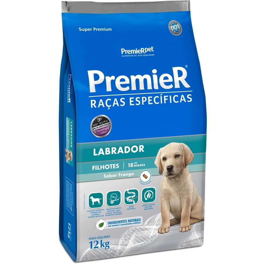 Ração Seca Super Premium para Cães Filhotes da Raça Labrador Premier 12kg